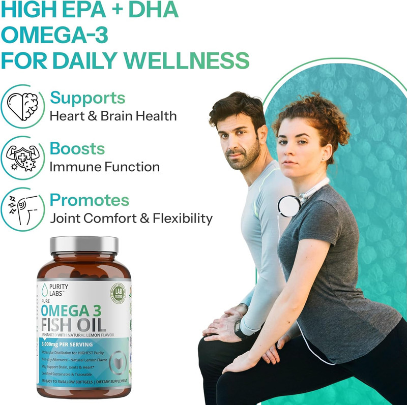 Omega 3 Fish Oil 3000Mg – DHA & EPA Omega 3 Fatty Acid Supplements to Support He gallery