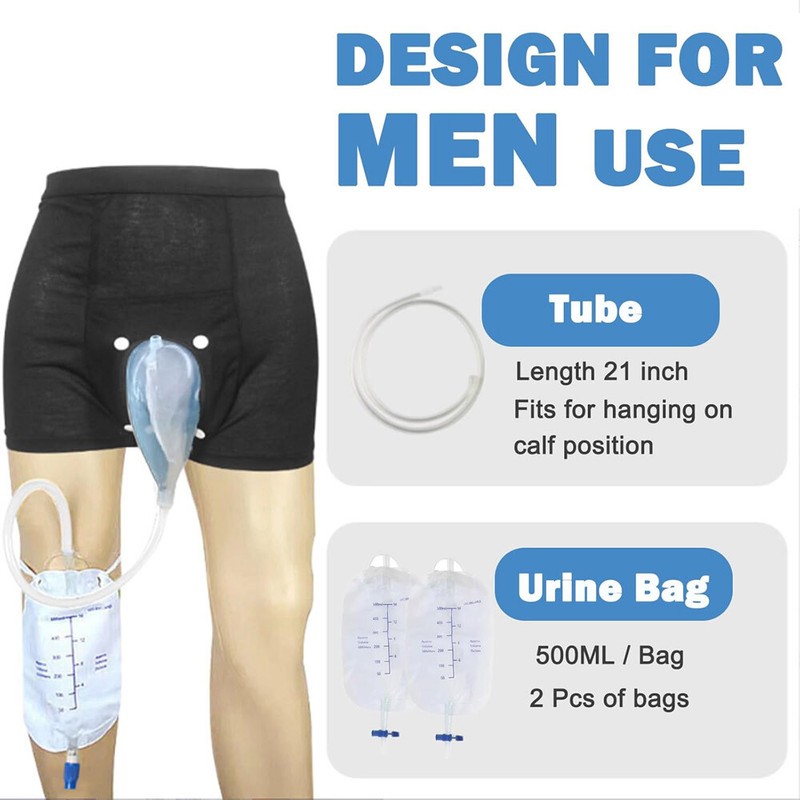 Male Wearable Incontinence Pants Urinal Leg Bag Silicone Urine Funnel Collector gallery