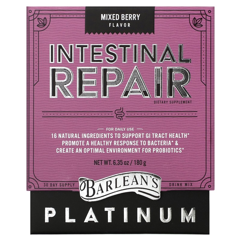 Barlean s Intestinal Repair Mixed Berry Flavor 6 35 oz 180 g Gluten-Free ,