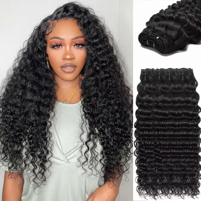 Viphonor 15A Raw Bundles Human Hair Deep Wave Human Hair Bundles30 Inch Indian