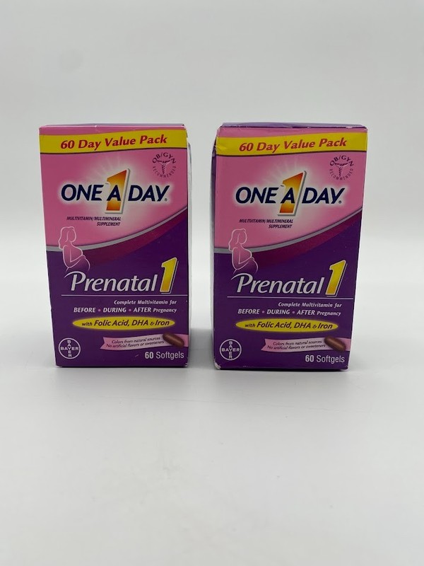 One-A-Day Prenatal 1 with Folic Acid DHA Iron Multivitamin Multimineral 60ct X 2