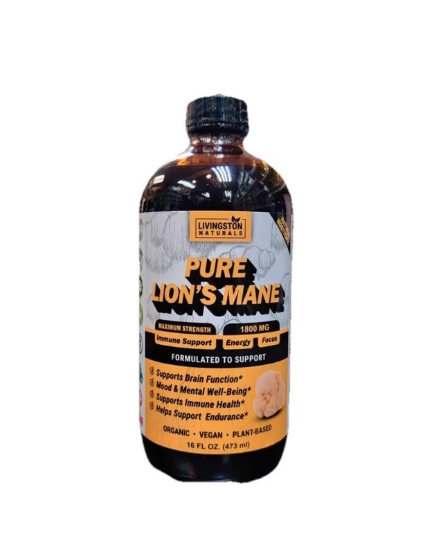 Pure Lion’s Mane By Livingston Natural Herbal Labs Plant-Based, Maximum Strength