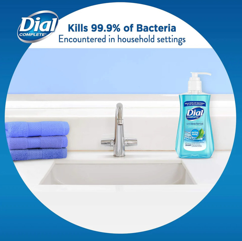 Dial Antibacterial Liquid Hand Soap Spring Water 7.5oz, Blue - (4-PACK) gallery