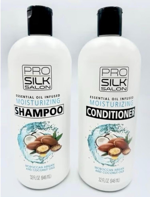 Pro Silk Salon Shampoo & Conditioner Set, Essential Oil, Argan Coconut 32 oz
