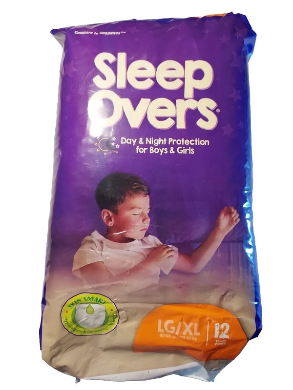 Sleep Overs Day & Nite Protection for Boys & Girls Size L-XL Pack of 12 Sealed