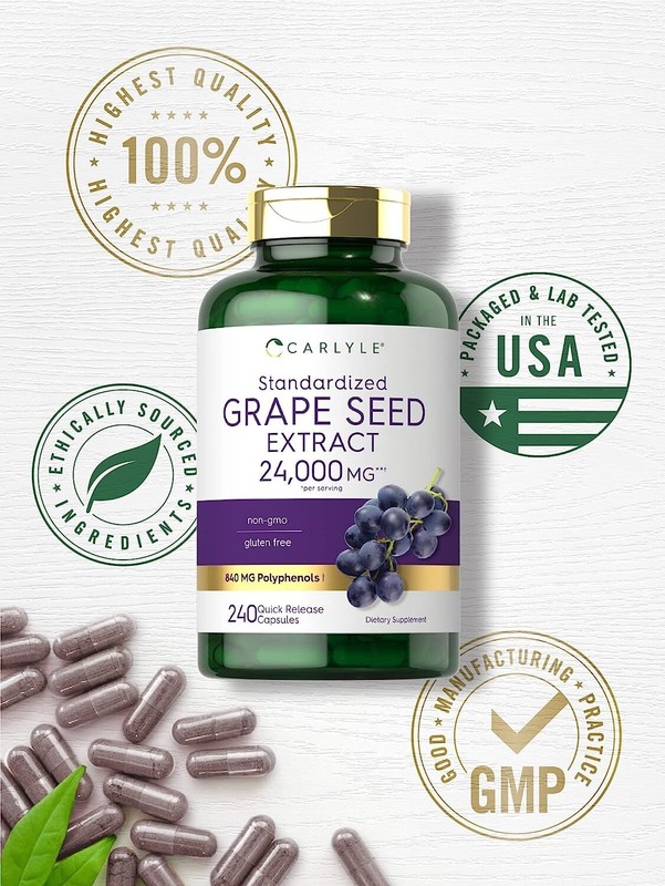 Grape Seed Extract 24,000 Mg Max Strength Antioxidant Support, 240 Capsules gallery