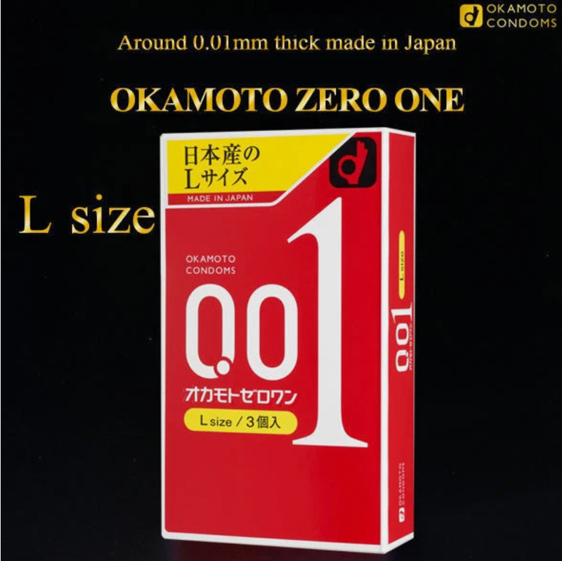Japan OKAMOTO 001 L size Large 0.01 Polyurethane Condom 1 box/3 pcs