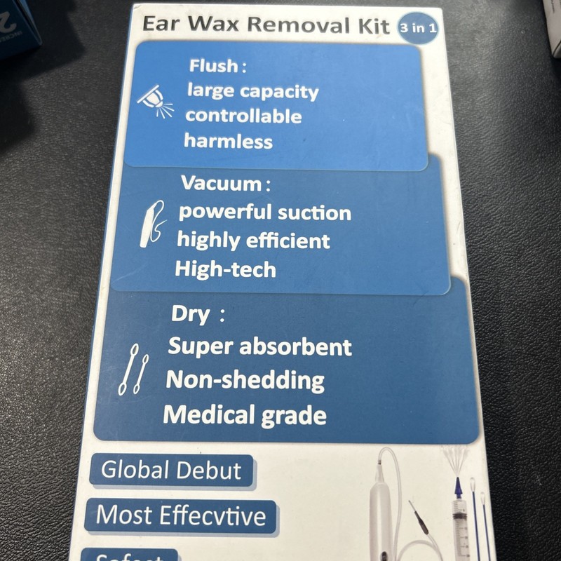 Ear Wax Removal Kit, 3 in 1 Strong Suction Ear Vacuum Wax Remover -new Sealed