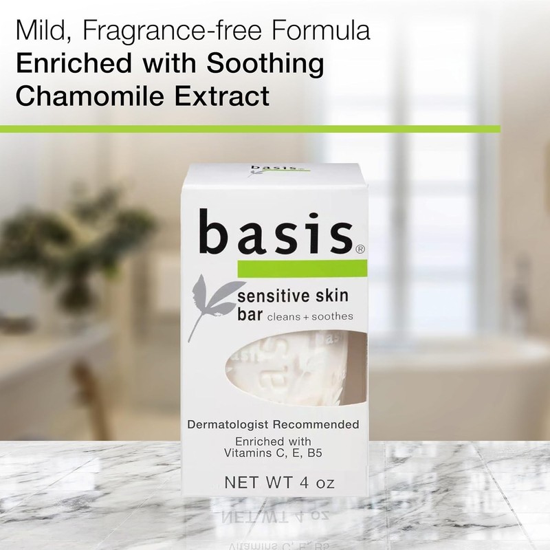 Basis Sensitive Skin Bar Soap for Body, Hands and Face, 4 Ounce (Pack of 6) gallery