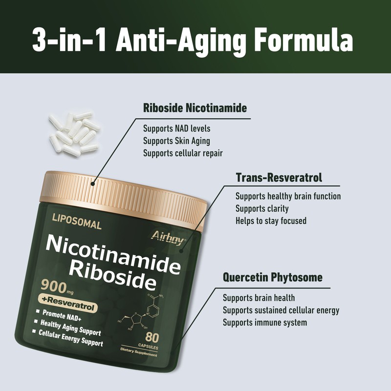 Nicotinamide Riboside 900mg - Anti-aging NAD Supplement, Focus, Memory Booster gallery