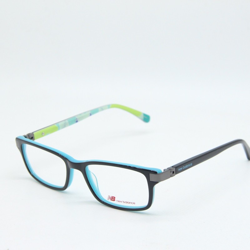 NEW NEW BALANCE NBK 118-1 BLACK BLUE GREEN AUTHENTIC EYEGLASSES 49-16
