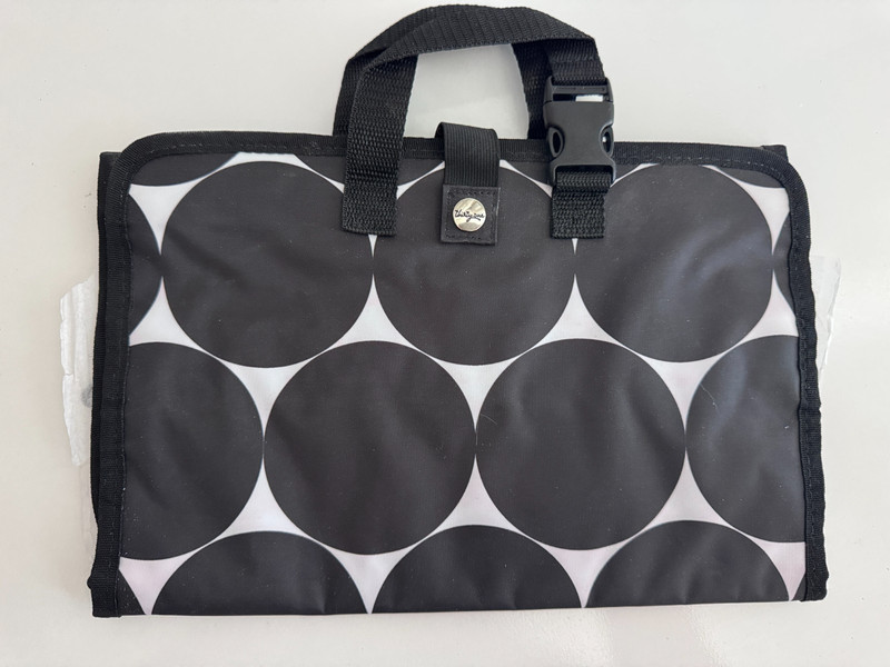 Thirty One Hanging Travel Organizer Makeup Toiletries Bag Black White Dots