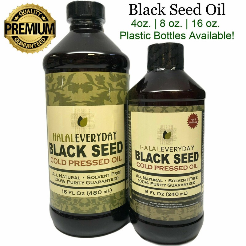 Black Seed Oil 100% Pure Cold Pressed Cumin Nigella Sativa NON GMO PLASTIC