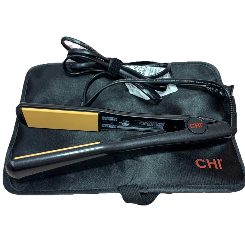 CHI 1.5” Tourmaline Ceramic Flat Iron Hair Straightener Onyx Black w/ Mat