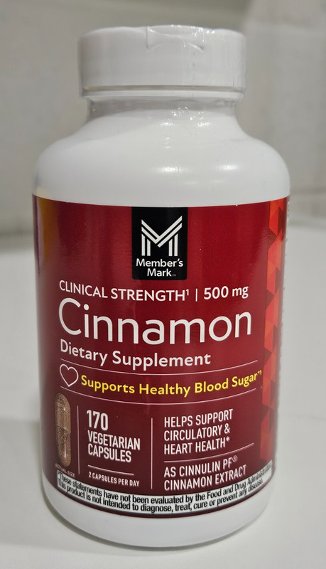 Members Mark Clinical Strength Cinnamon Dietary Sup 500mg 170 Capsules Exp 12/28