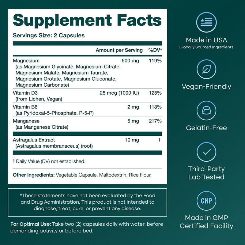 Magnesium Complex (7-in-1) 500mg with D3 & B6 P5P - Multi-Form Blend. Exp-01/28 gallery