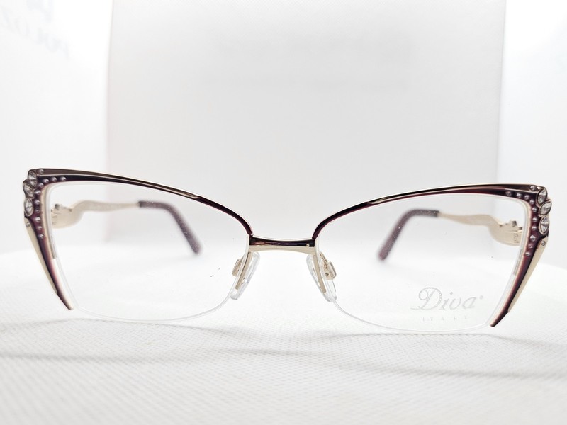 Diva 5613 101 Red & Gold Eyeglasses Frames 54-14-149 Made In Italy gallery