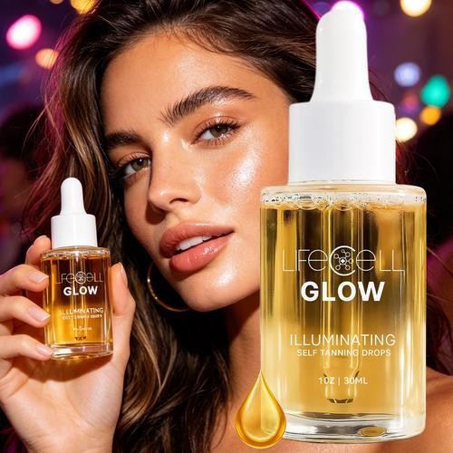 Lifecell Glow Self-Tanning Drops Face Body DHA Sunless Tanner Hydrating, 1 Fl Oz gallery