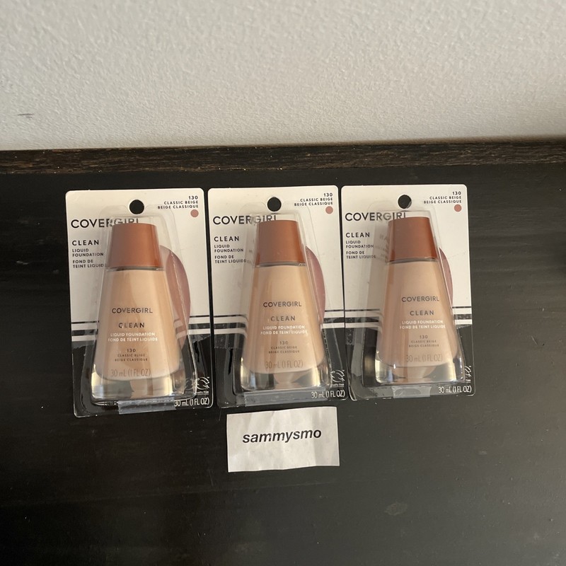 Covergirl Clean Liquid Foundation 130 Classic Beige 1 oz., x3