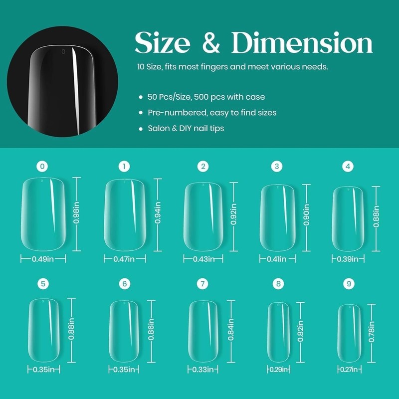 Luxury Beetles Medium Square Nail Kit: 500pcs Break-Resistant False Nails gallery