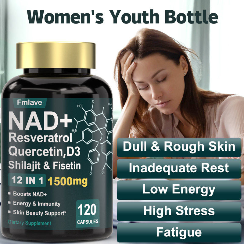 NAD+ Supplement 1500mg with Resveratrol | Cellular Health & Energy | 120 Caps US gallery