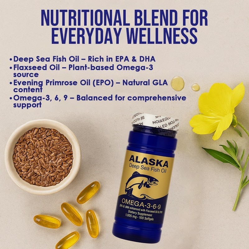 NCB Alaska Deep Sea Fish Oil Omega 3 6 9 , 100 Softgels Support Heart Health gallery