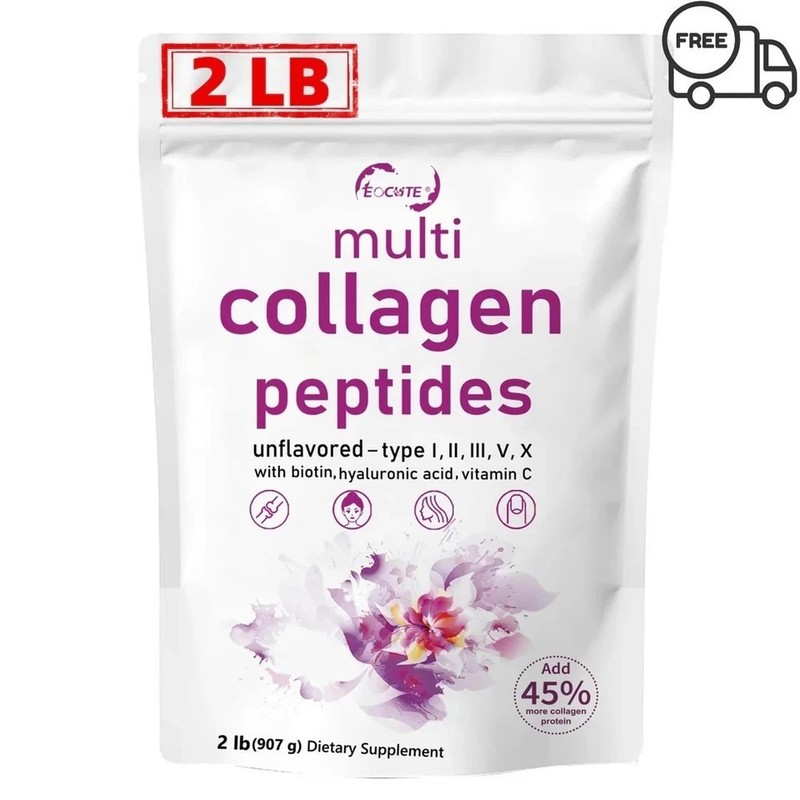 1LB Multi Collagen Peptides Powder–Hydrolyzed Protein with Type I, II, III, V, X gallery