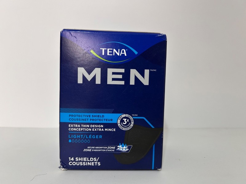 New TENA Men Active Fit Protective Shield Light Extra Thin 14 Pads Per Box