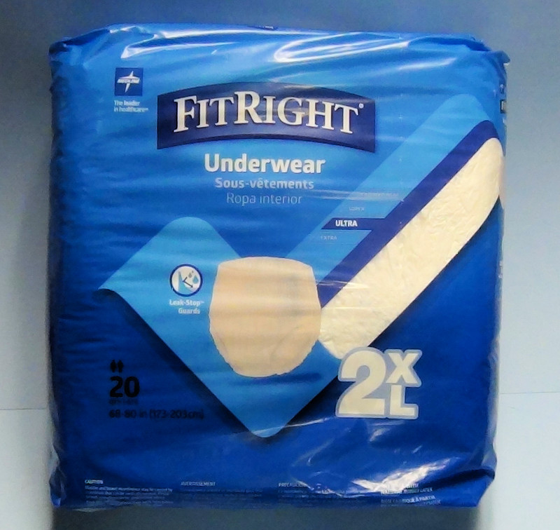 20 Pack Medline FitRight Underwear Ultra 2XL New – Free Shipping