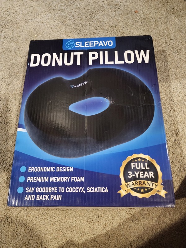 Sleepavo Memory Foam Donut Pillow Seat Cushion New Open Box Never Used No Return
