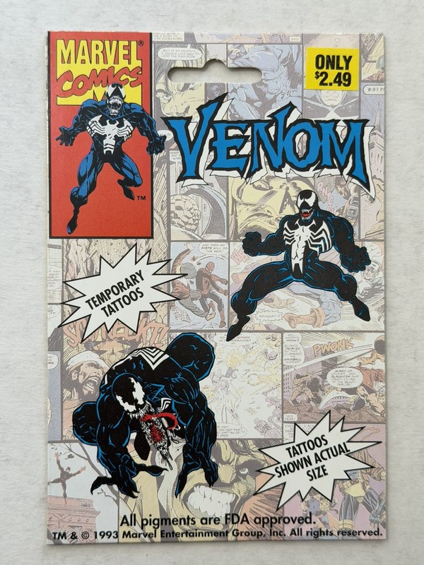 1993 Marvel Comics | Venom Temporary Tattoos | NIP Sealed, collectors item