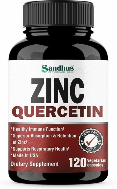 Sandhu’s Zinc Quercetin 120 Vegetarian Capsules, Antioxidant Immune Support