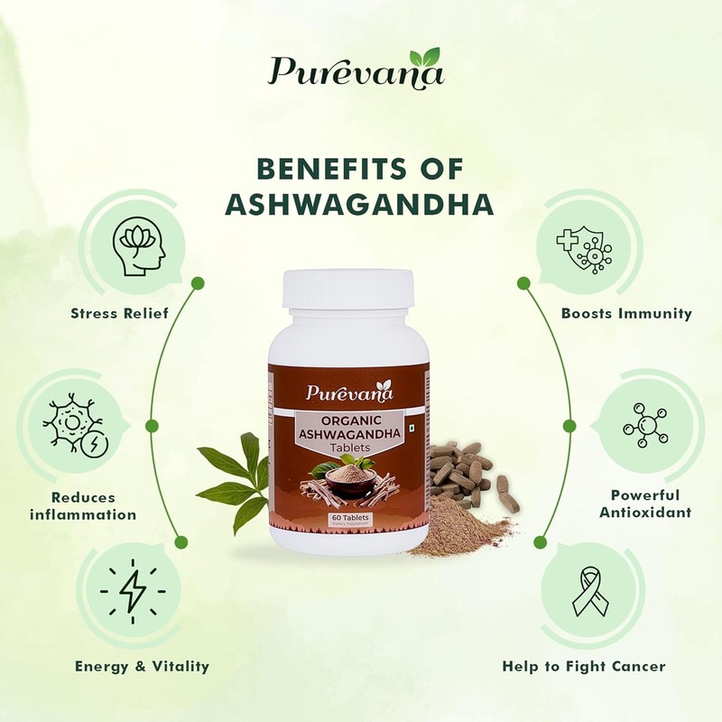 PU.REVANA Organic Ashwagandha 600mg 60 Tablets Pack of 3 gallery