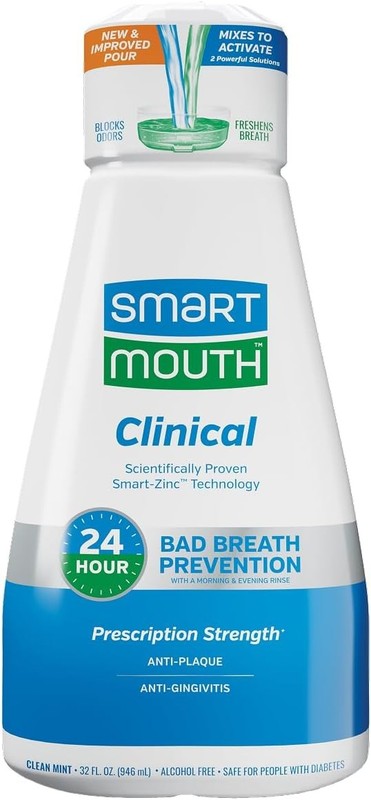 SmartMouth Clinical Zinc Activated Mouthwash Anti-Plaque Gingivitis 32 fl oz Min