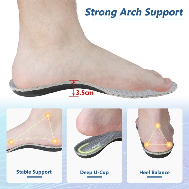 riemot Orthotic Insoles Inserts Flat Feet High Arch Support for Plantar Fasciiti gallery