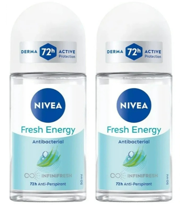 NIVEA Fresh Energy Roll On Deodorant 2 Pack 50ml Women Anti Sweat Long Fresh New
