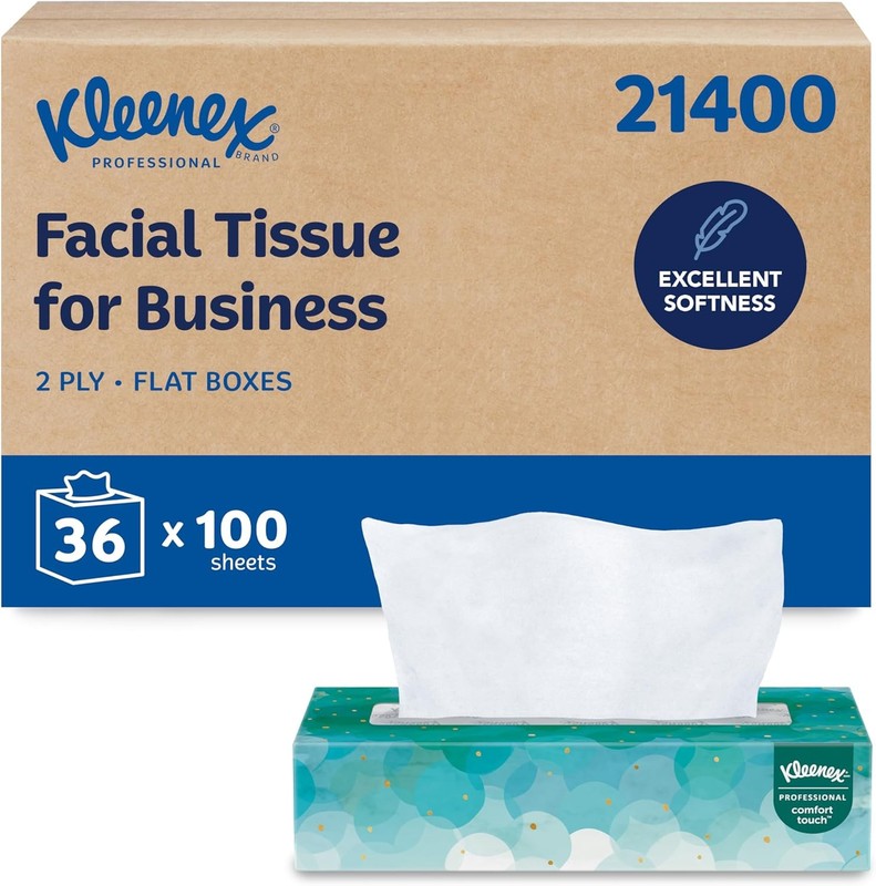 Kleenex Professional Facial Tissue, Bulk (21400), 2-Ply, White, Flat Boxed For