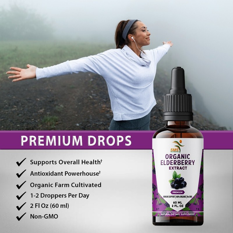 Elderberry Extract Organic Non GMO Tincture Liquid Herbal Drops 2 Floz gallery
