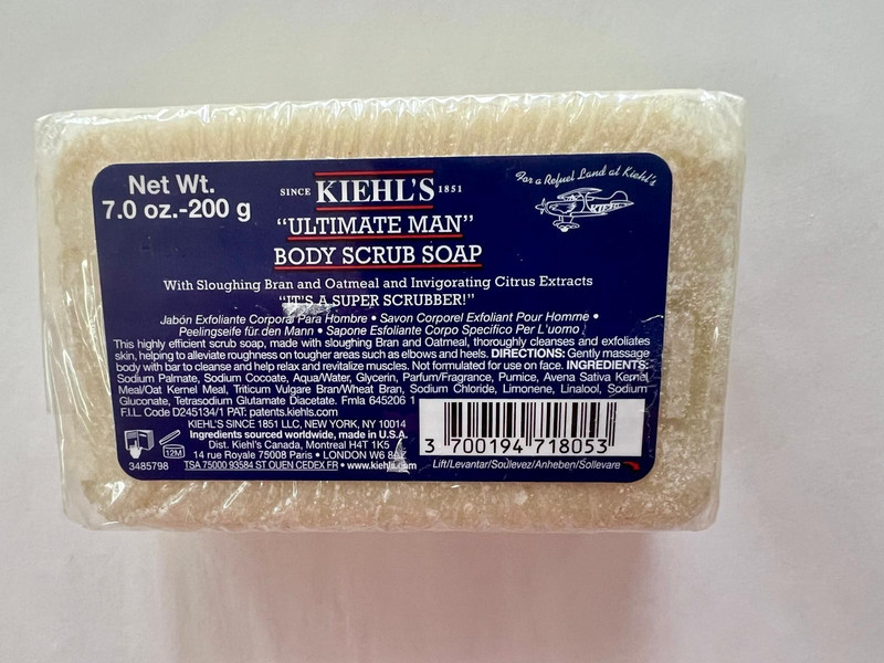 Kiehl’s Ultimate Man Body Scrub Soap 7 oz – Exfoliating Bar for Men w/Oat Seale gallery