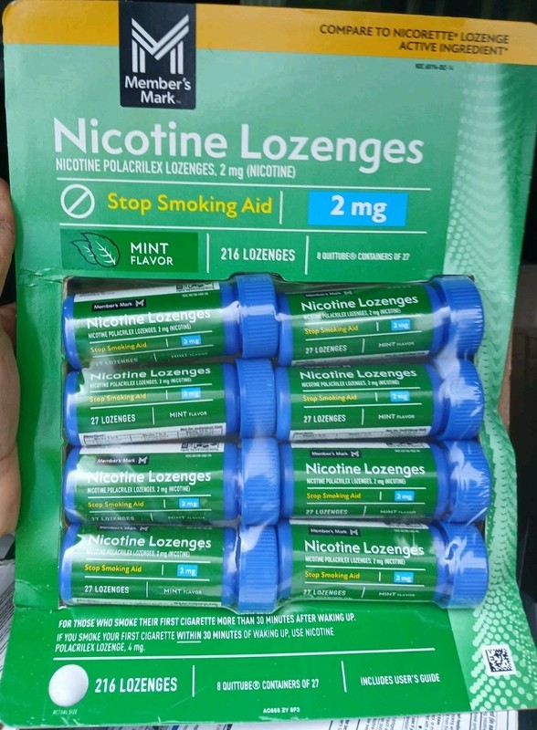 Member’s Mark Nicotine Lozenge Mint 2mg Total Count 216 EXP 5/27