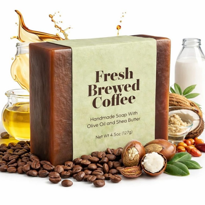 Fresh Brewed Coffee Goat Milk Handmade Soap Bar with Olive Oil & Shea Butter