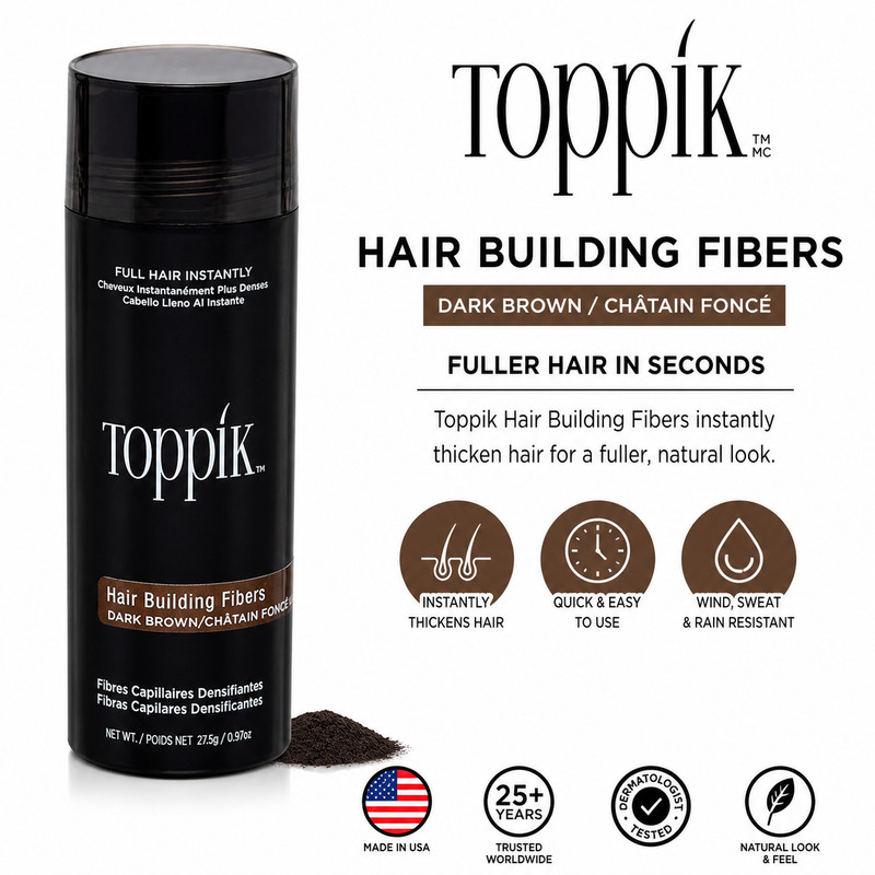 Toppik Hair Building Fibers Black, Dark Brown, Medium Brown , Light Brown 27.5g