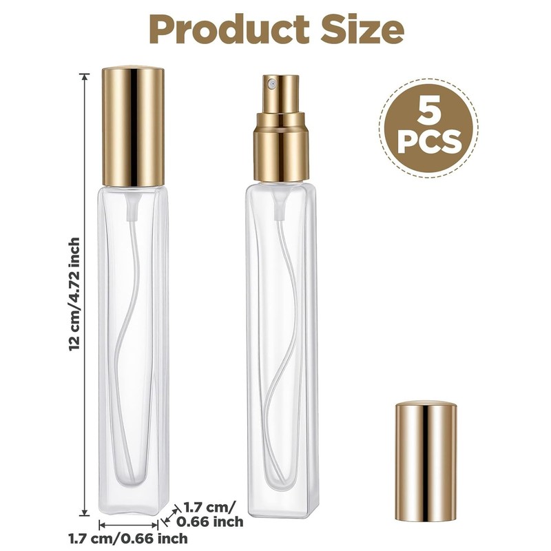 Clear Glass Mini Travel Perfume Spray Bottles 5 Pcs 10ML Empty Refillable gallery