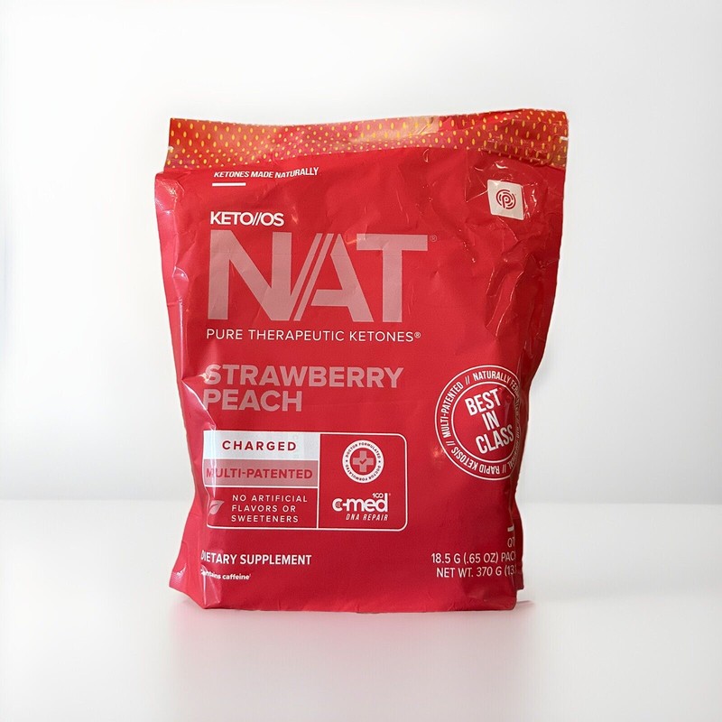 PRUVIT ketone drink Keto Nat STRAWBERRY PEACH Charged 20 pack