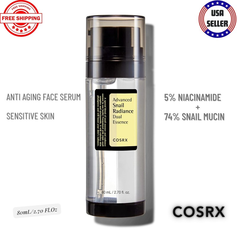 COSRX Niacinamide 5% + Snail Mucin 74% Dual Essence 80ml/2.7 fl oz | US Seller