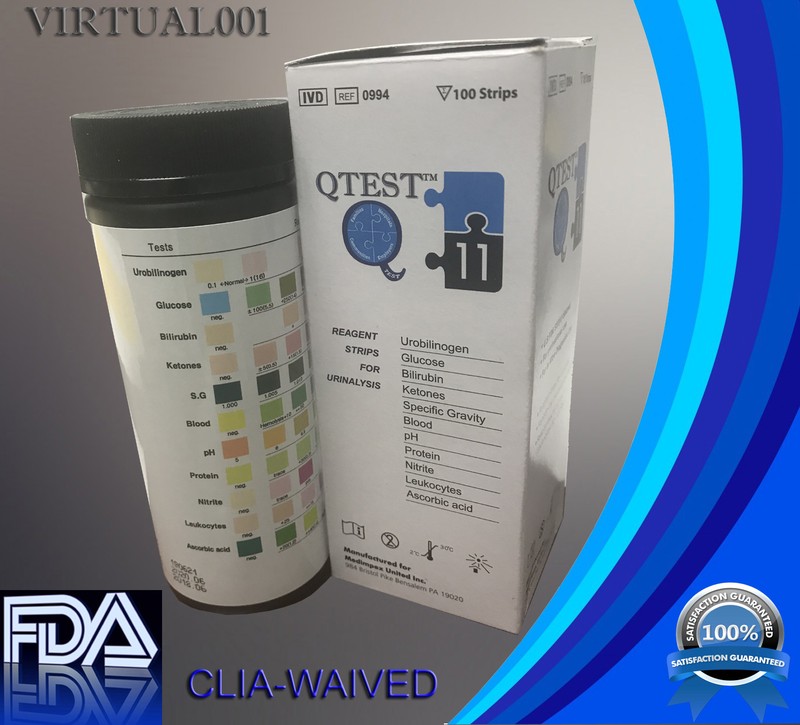 Urine Dipstick 11 Parameter Urinalysis Reagent Test Strips (100)