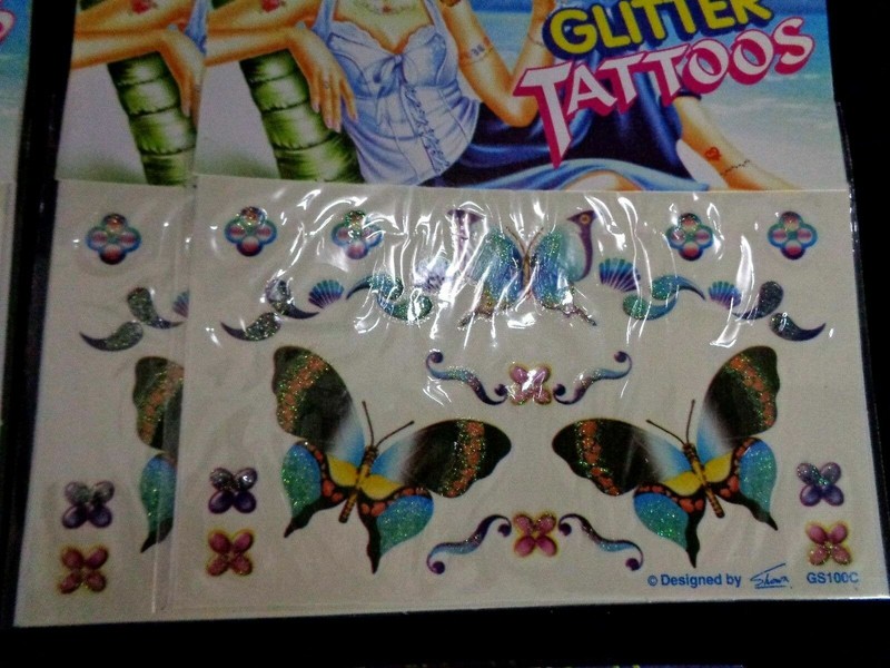 12 Sheets Lot Temporary Glitter Butterfly Tattoo Stickers Tatoo NEW USA Seller gallery