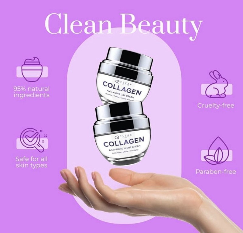 Clear Beauty Collagen Day & Night Cream Anti Aging - Duo Pack - 2x50ml gallery