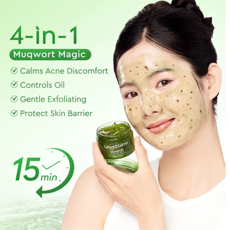 Glad2Glow Mugwort Acne Gel Mask Soothing Redness Masker Muka sleeping Face Mask gallery