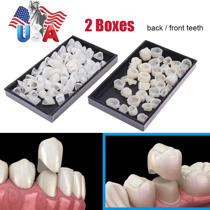 2Pack Resin Anterior Back Dental Temporary Porcelain Crown Veneers Stable Teeth